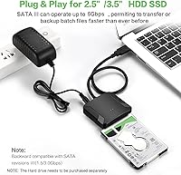Vista 4 de Adaptador SATA a USB 3.0, cable convertidor de disco duro externo para disco duro de 2.5" 3.5", SSD con fuente de alimentación