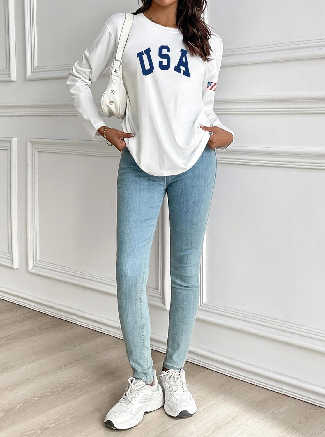 LovelyWholesale Long Sleeve Graphic Tee for Women Casual Crew Neck T Shirt - Image 5