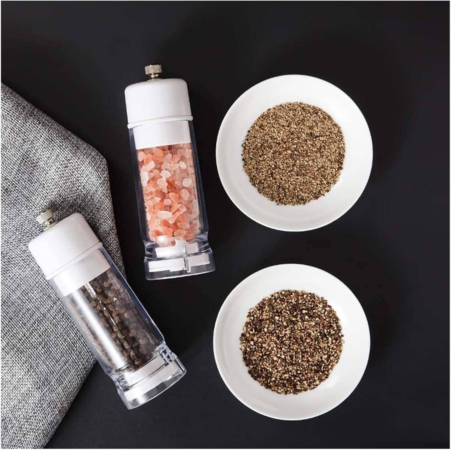 Pepper Shakers, Pepper Mill Pepper Grinder Salt Mill Salt and Pepper Grinder Set Adjustable Coarseness,Brushed Stainless Steel and Glass Body Shakers Salt(1pc)