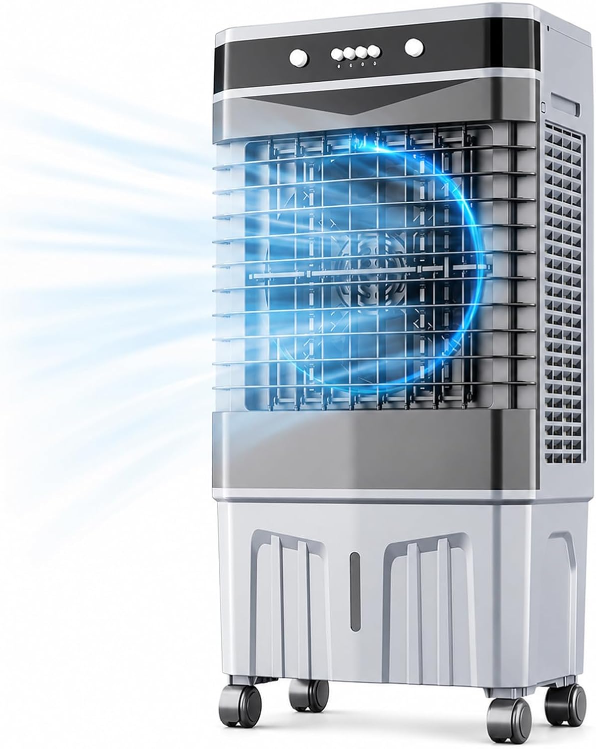 80W/150W Portable Swamp Cooler - 4 Models, 40-55L Water Air Cooler, 3-Speed Rolling Fan, Ideal for Home & Commercial Use, Cools 15-60㎡ Spaces