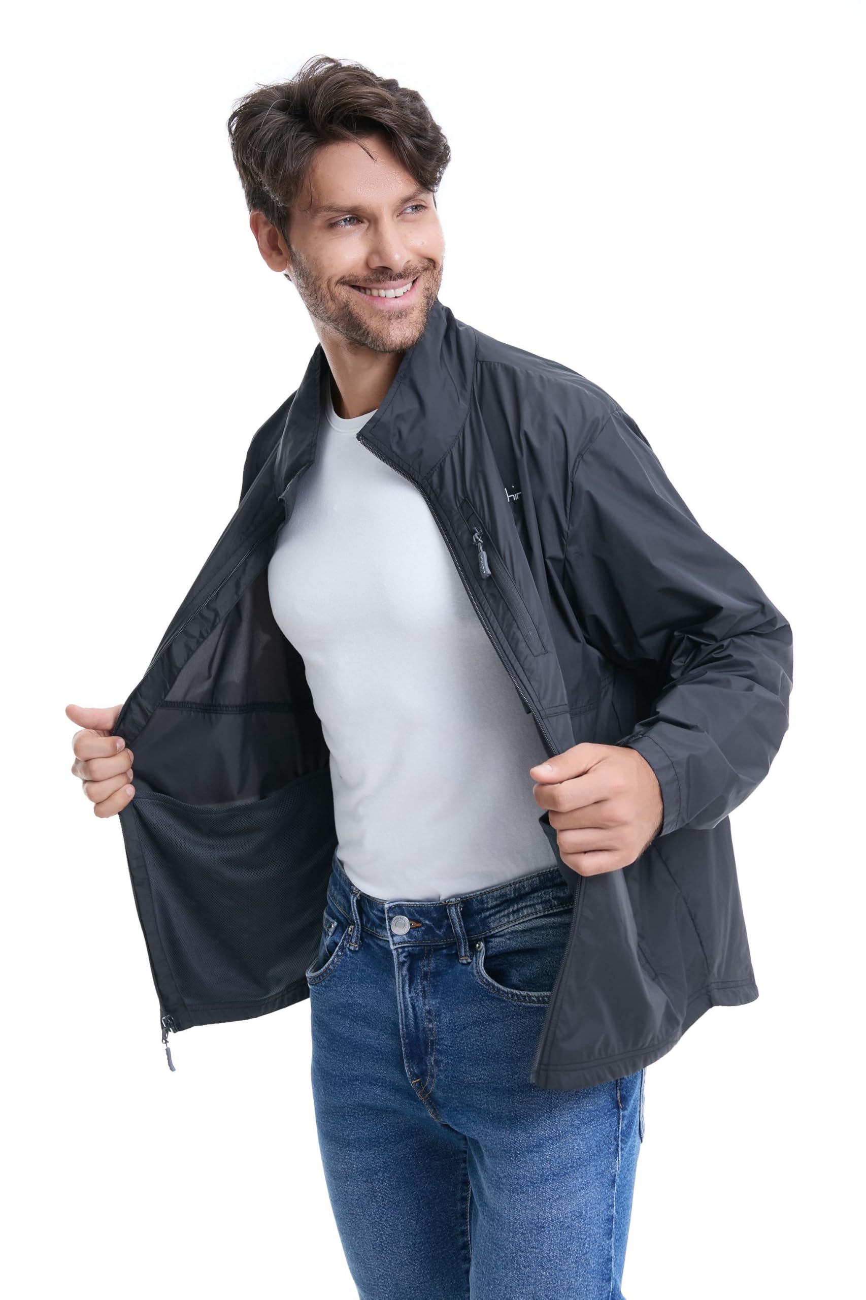clothin Chaqueta cortavientos ligera para hombre, resistente al agua, para senderismo, ciclismo al aire libre