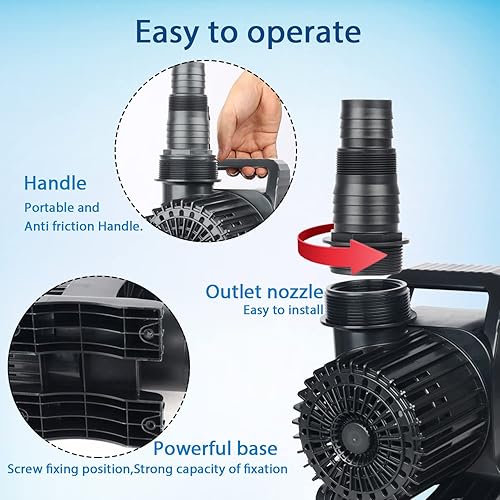 Miniatura 6 de WaterRebirth Bomba sumergible para estanque de agua PS- de alto flujo (14000 GPH, listado UL) - Bomba de fuente de acuario de agua, acuario,