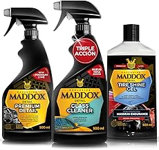 Maddox Detail - Complete Automotive Care Kit 3x500ml | Glass Cleaner, Premium Detail and Tire Shine Gel | Professional Cleaning of Glass, Dashboard and Tires | Interior/Exterior Gloss.