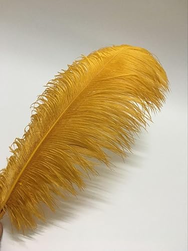 Miniatura 3 de ADAMAI 100 plumas de avestruz naturales de 11.8-13.7 pulgadas para centros de mesa de boda, decoración del hogar (dorado)