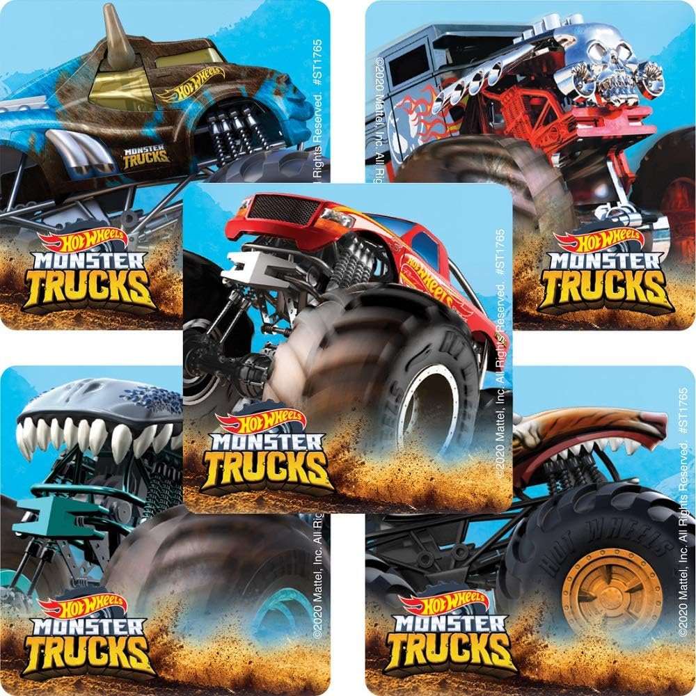 Hot Wheels Monster Trucks Stickers - 100 per Pack - Vinyl - Cartoon - Stickers