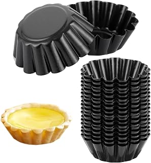 20 Stück Mini Tartelette Förmchen, Muffin Backform Kohlenstoffstahl, Mini Törtchenformen Kuchenformen Eierkuchenform, Antihaft Muffinform für Pudding, Kuchen, Cupcake, Muffin Ø 6,5 cm