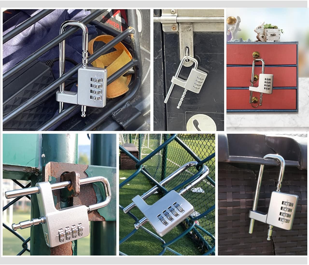 Adjustable Shackle Combination Padlock,4 Digital Waterproof Password Padlock,Keyless Resettable Number Lock for Locker Room,Gate,Toolbox (2)