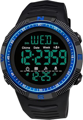 Mens Digital Sports Watch Dual Time Countdown Waterproof Stopwatch LED Screen Military Wrist Watches for Men