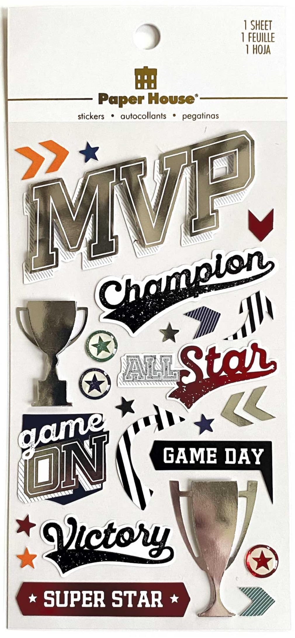 Paper House Productions STDM-3025E MVP Sports 3D-Scrapbook-Aufkleber, multi