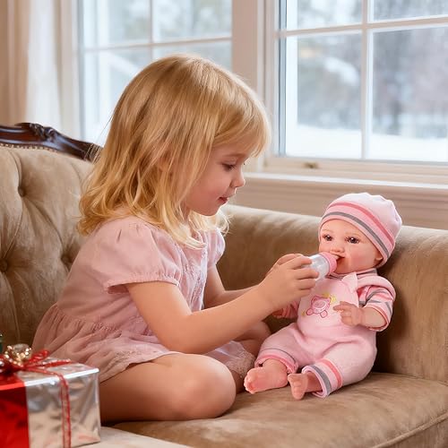 Miniatura 8 de BABESIDE Muñeca bebé niña Muñecas realistas de 12 pulgadas con biberón mágico de vinilo de la vida real, regalo para niños de 3, 4, 5, 6 años,