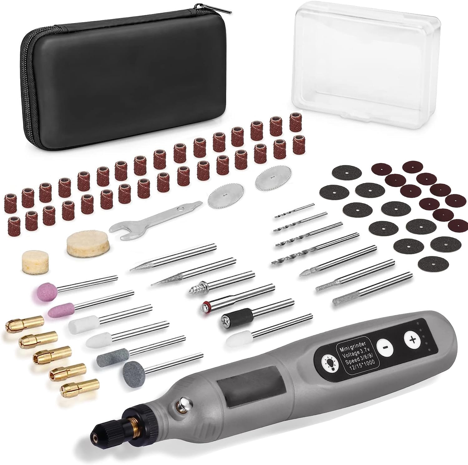 Rotary Tool Kit, Cordless 5-Speed Variable and USB Charging Cable Mini Power Rotary Tools, 3.7V with 81pcs Accessories for Cutting, Drilling, Sanding, Engraving, Polishing and DIY Crafts (Grey)