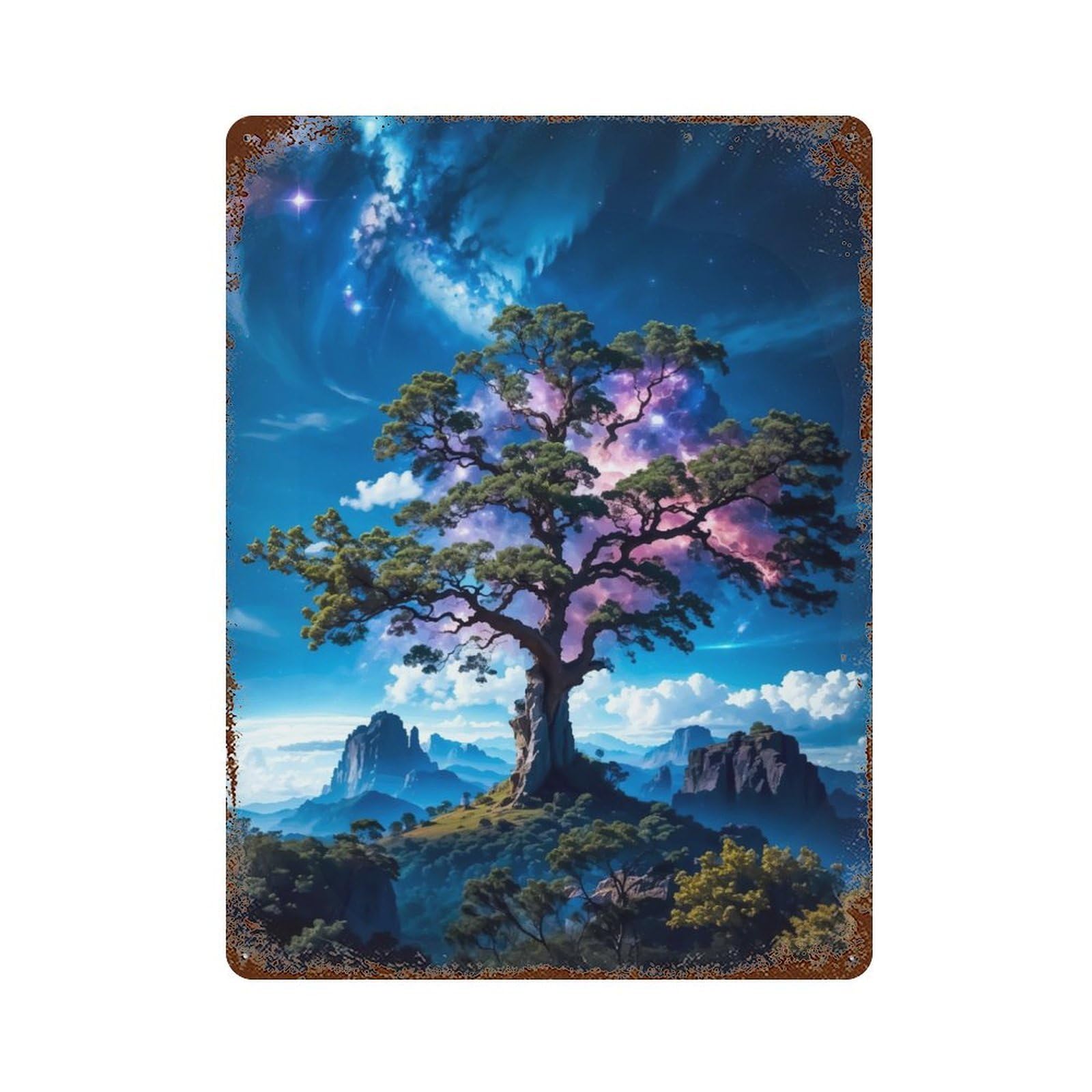 Tree Nebula Retro Metal Sign 15.7"x11.8", for Garage, Bar And Workshop Decor, Shabby Chic Decor