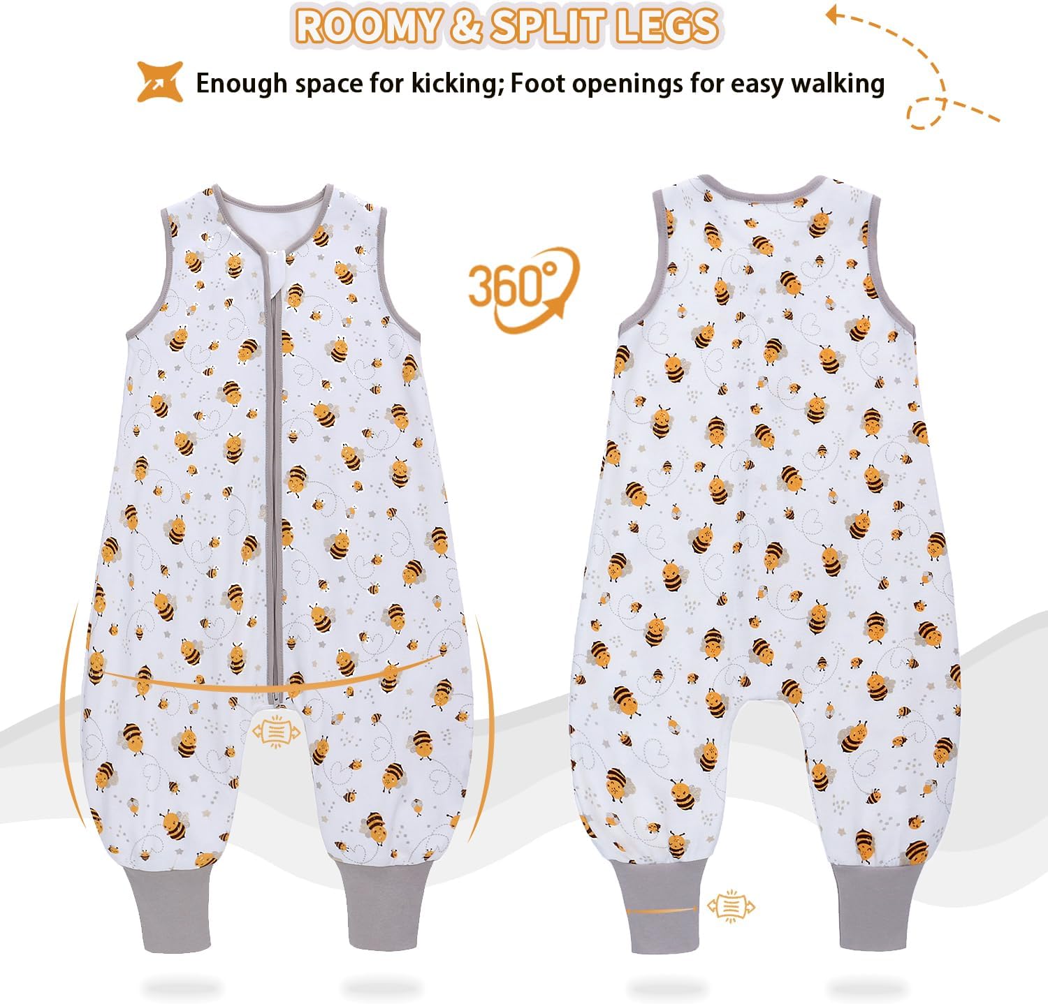 Miracle Baby Sleep Sack with Feet - 1.0 TOG 100% Breathable Cotton Wearable Blanket, Sleeveless Design Sleeping Bag for Baby