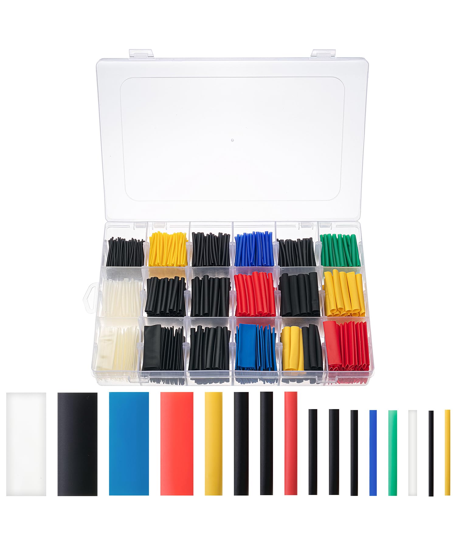 Bates- Wire Heat Shrink Tubing Kit, 11 Sizes, 2:1 Ratio, 1160 pcs, Heat Shrink Tube, Shrink Tubing for Wires, Waterproof Heat Shrink Tubing, Wire