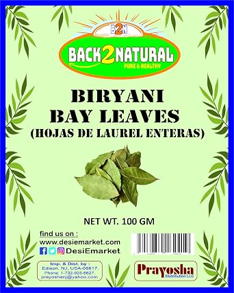 Back2Natural Bay Leaf Leaves Whole Spice Hand Selected Extra Large 100g  All Natural | Gluten Friendly | NON-GMO | Vegan | Indian Origin Tej Patta