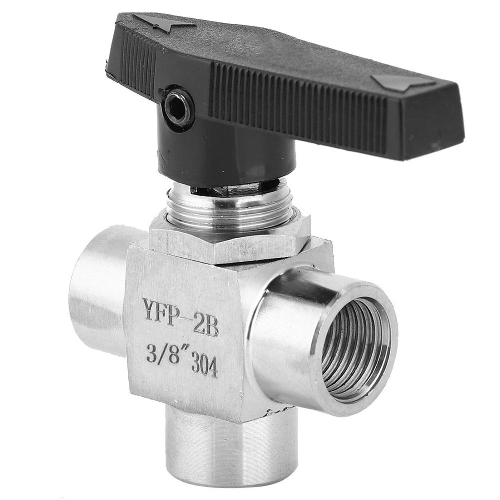 Vanne à Boisseau Sphérique 3 Voies, Acier Inoxydable 304, BSPP Filetage Femelle, 3/8 Pouce, Haute Pression, pour Contrôle de Débit d'Eau, Pétrole et Gaz