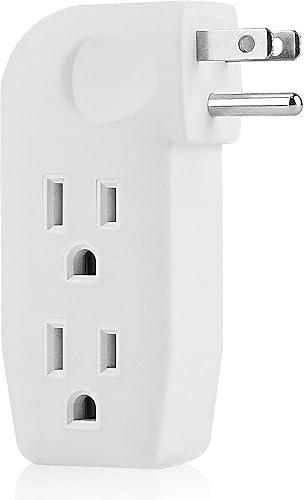 Adaptador divisor de pared vertical de 3 vías con enchufe de 3 puntas para muebles detrás, plástico duro, certificación UL, 1 paquete.