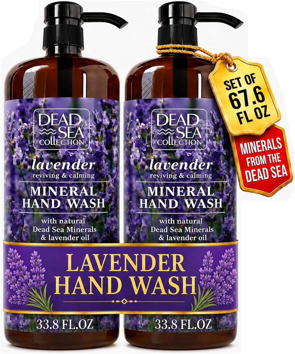 - Hand Soap Pump Lavender - Moisturizing Hand Wash Liquid with Dead Sea Minerals and Lavender Oil, Reviving, Calming - Pack of 2 (33.8 Fl Oz Each) - 67.6 Fl Oz Total