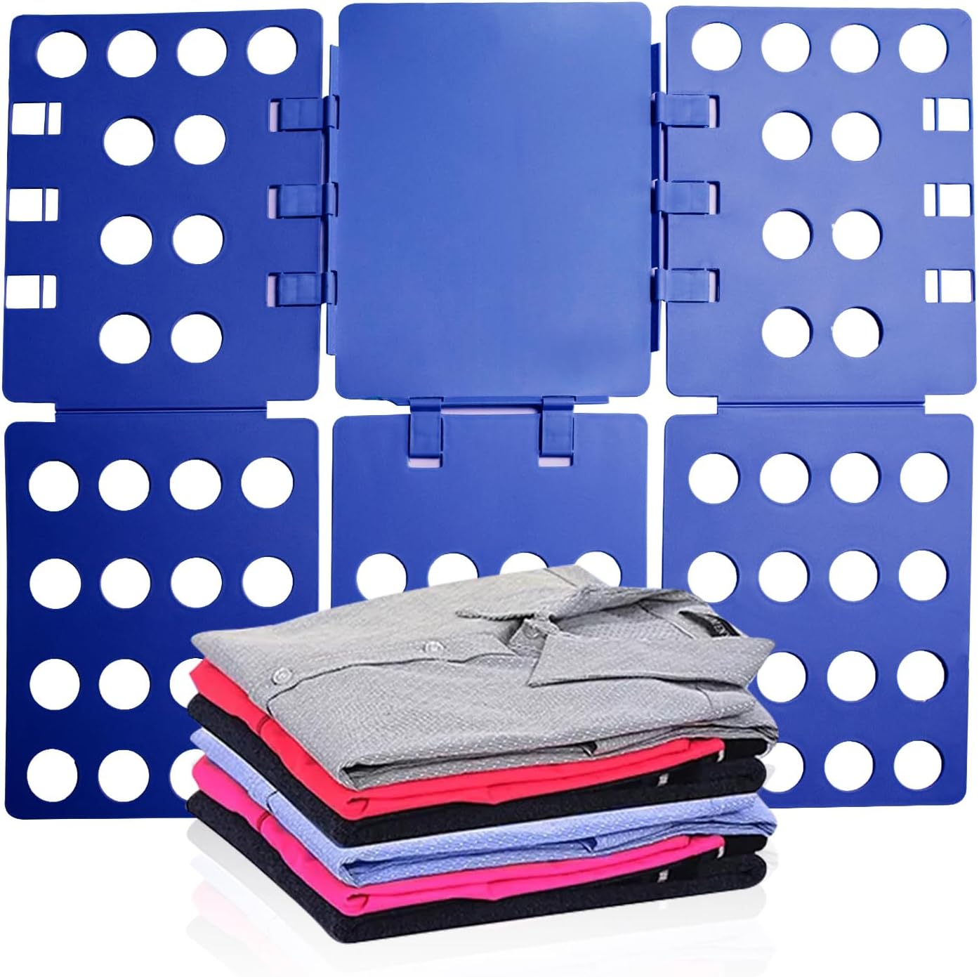 T Shirt Folding Board T Shirt Clothes Folder Laundry Organizer Durable Tool Plastic Easy and Fast Folding Board for Kid Children and Adult to Fold Clothes (Blue)