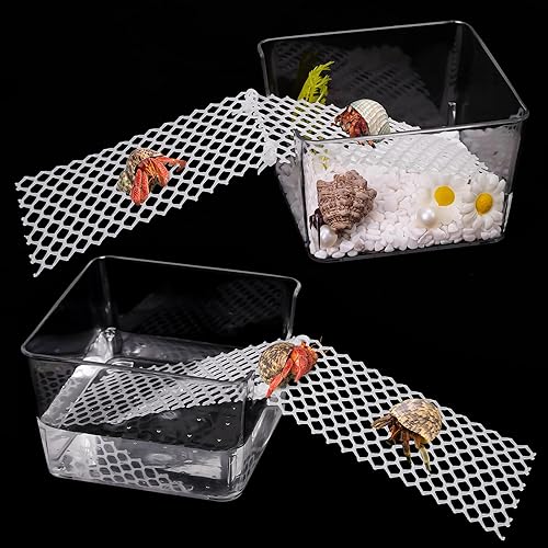 Miniatura 8 de Paquete de 2 tanques de agua grandes para cangrejos ermitaños, jaula de cangrejo ermitaño con rampas de escalada, cangrejos ermitaños ermitaños