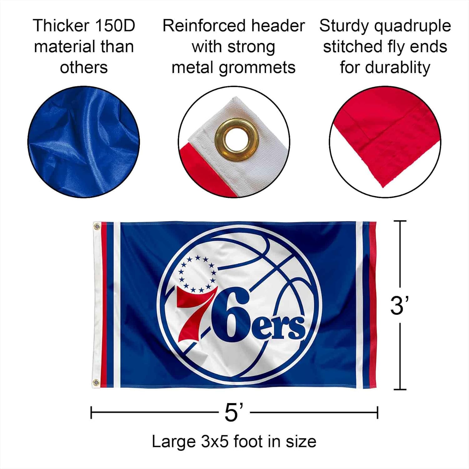 Philadelphia 76ers Flag Pole and Bracket Set