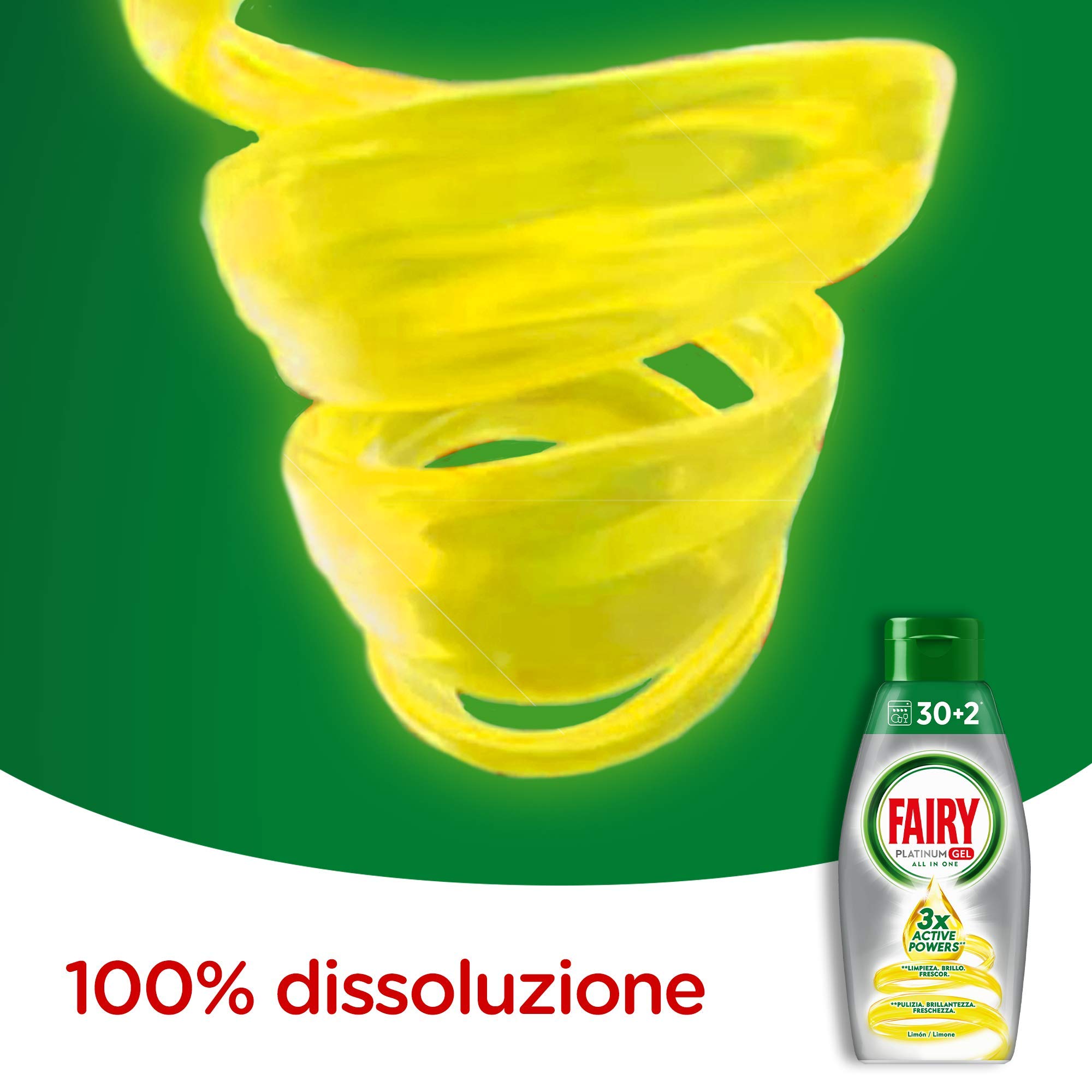 Fairy Gel Detersivo Lavastoviglie - 384 Lavaggi - 12 bottiglie da 32 lavaggi - Limone