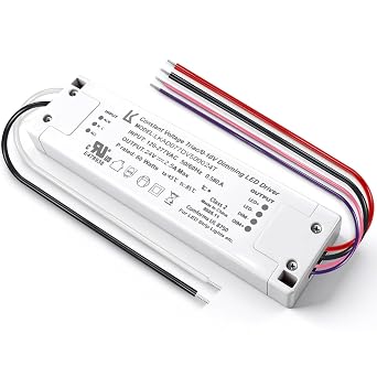 24V 60W Dimmable LED Driver, 5-in-1 Constant Voltage Triac/ELV/MLV/0-10V/1-10V/PWM/V-R Dimming AC to DC Power Supply,ETL Listed LED Transformer, UL Listed, Compatible with Leviton Dimmer