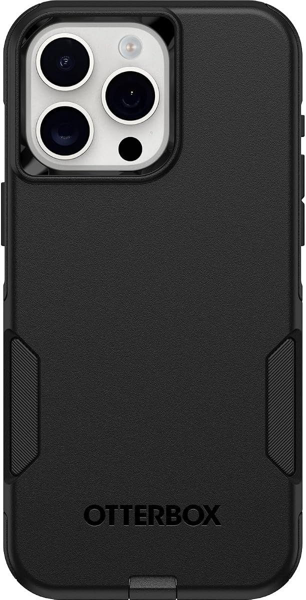 Funda OtterBox para iPhone 15 Pro MAX (única) de la serie Commuter: negra, delgada y resistente, apta para el bolsillo, con protección de puerto