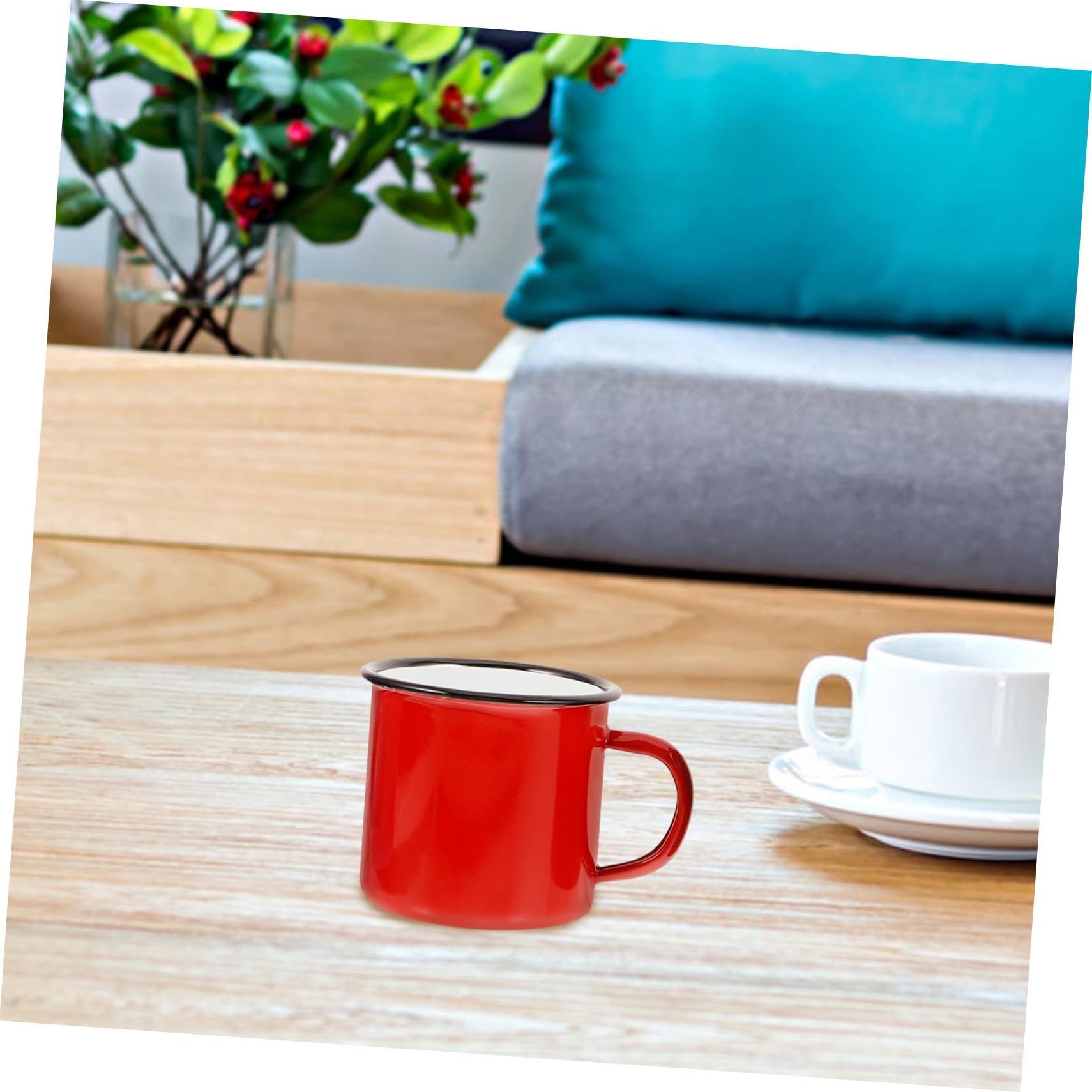 Tazas de Café y Diseño Clásico Camping para y Juego de 4 Esmaltadas Vintage de 350ml, Fáciles de Limpiar Adecuado para Camping y Uso Diario Uso Diario