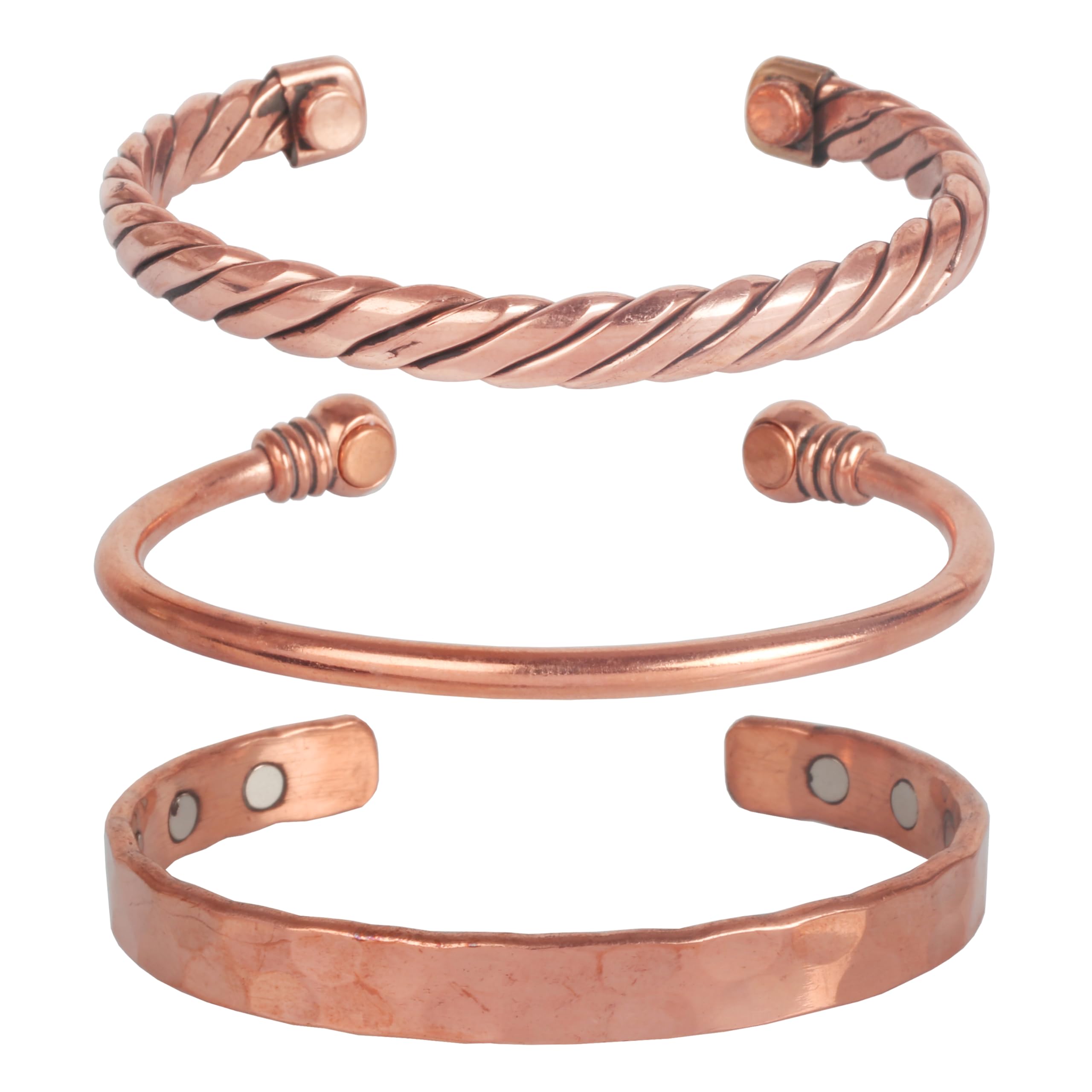 Touchstone Bracelets en cuivre | Cadeau pour homme et femme | Bijoux magnétiques 100 % pur et solide | Ensemble de bracelets faits à la main | Bracelets tibétains en corde tressée., flexible, Cuivre