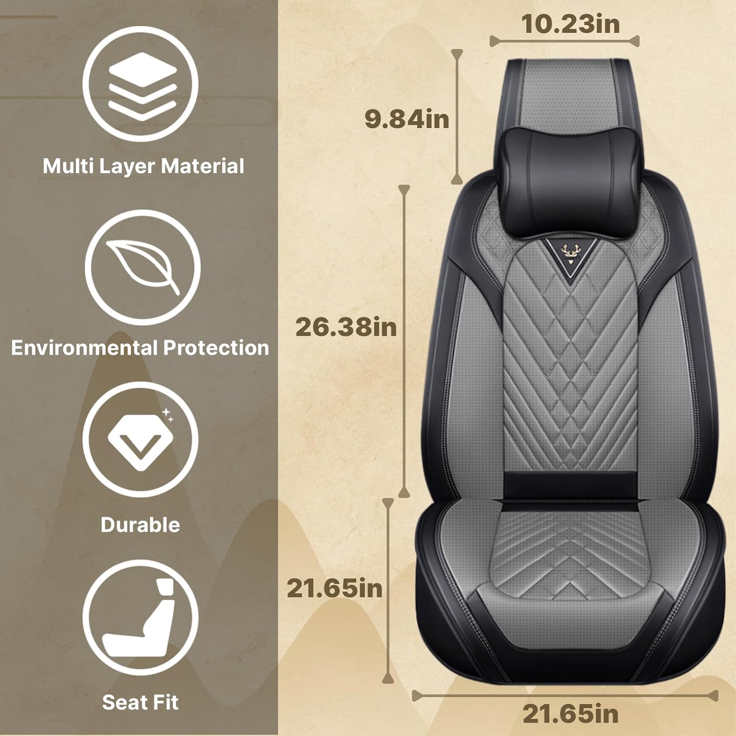 Fit for Ford F150 2009-2026 & F250 F350 F450 2011-2026 Seat Covers, Fashion Sport Seat Cover with Waterproof Leather, Airbag Safe Design Seat Protector (5 Front Seat Luxury, Black Gray)
