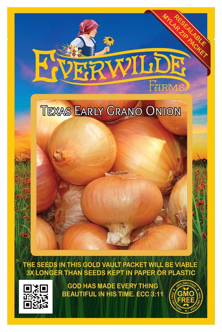 Everwilde Farms - 500 Texas Early Grano Onion Seeds - Gold Vault Jumbo Seed Packet