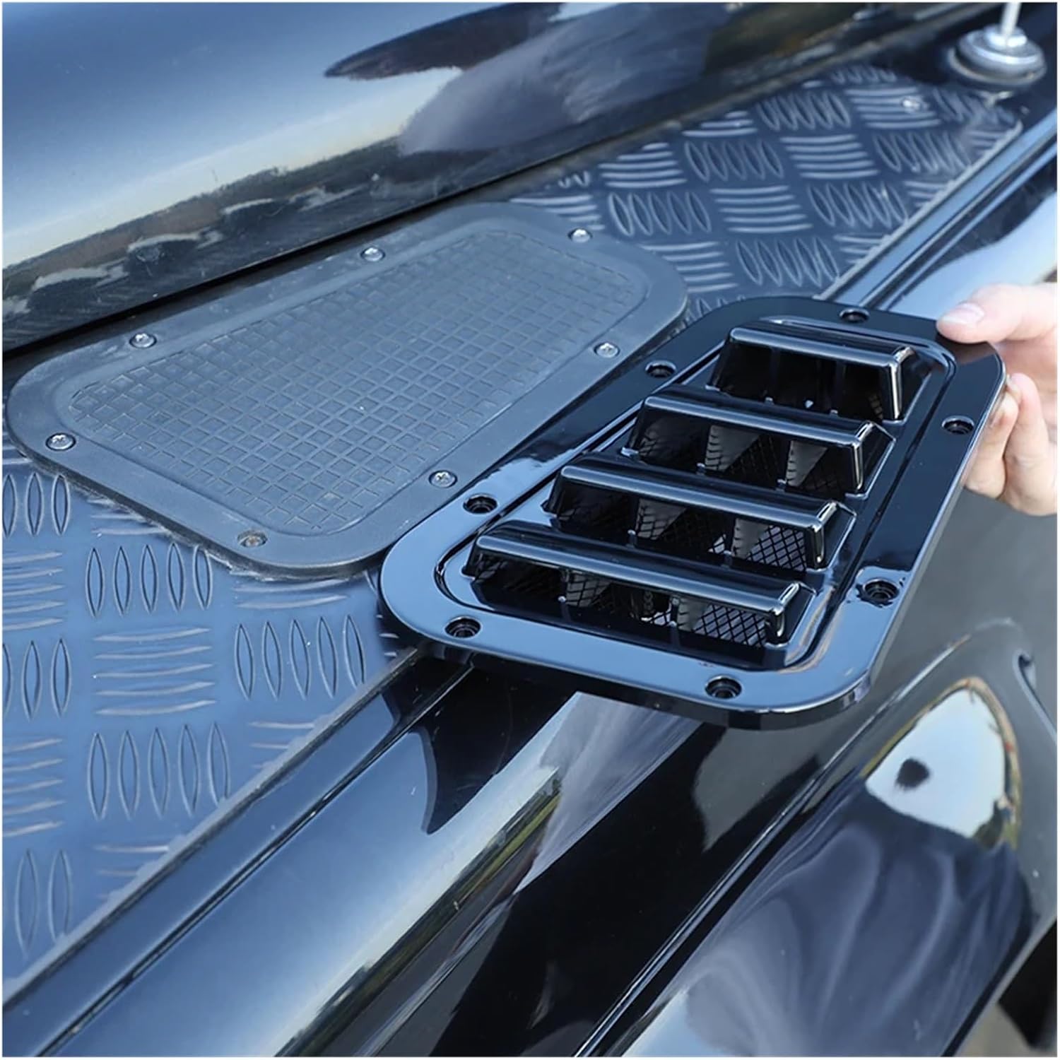 Compatible for Land Rover Defender 90 110 130 2004-2019 Car Front Bonnet Vents Hood Side Trim Cover Air Flow Intake Scoop Vent Snow Cover