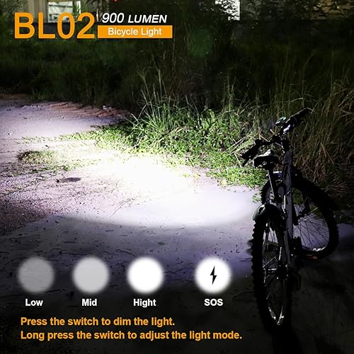 Miniatura 3 de Luz de bicicleta alimentada por USB, faro LED impermeable de 1800 lúmenes, 4 modos, lámpara delantera de ciclismo para bicicleta de montaña, niños y