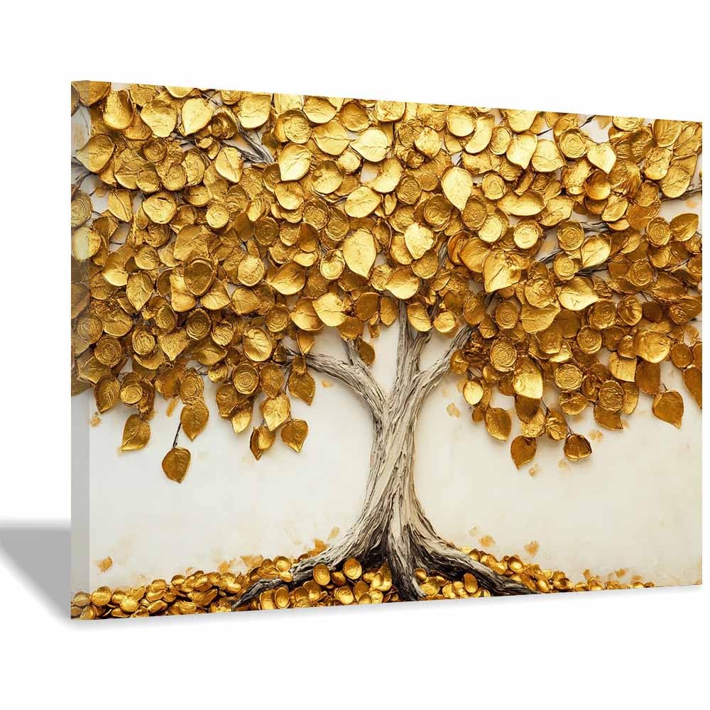 Arbre de vie decoration murale dorée 50x70cm pour salon moderne - 8