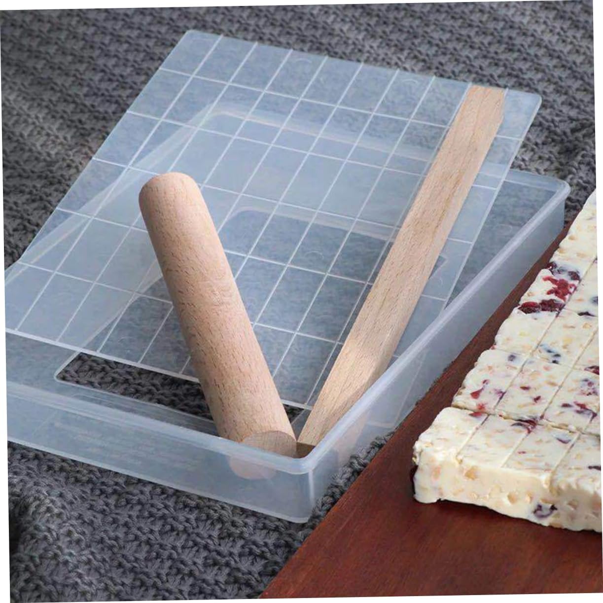 PRETYZOOM Nougat Making Tools Kit Non Stick Baking Plate for DIY Candy Includes Silicone Mat Sticks and Mold Box for Easy Pastry and Biscuit Creation for Homemade Treats
