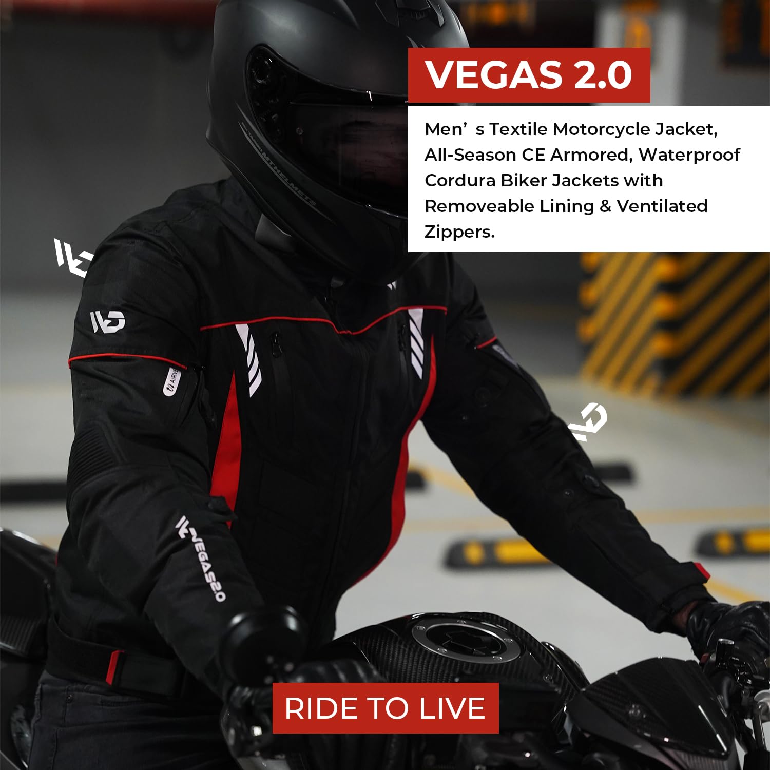 WD Motorcycle Jacket for Men CE Armoured Motorcycle Gear with padding Breathable Cordura Fabric Reflective Jacket for Night — view 2