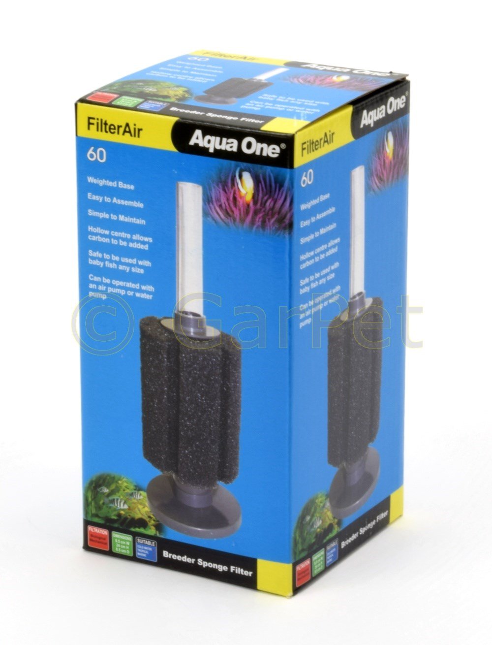 Aqua One FilterAir 30 60 136 Aeration Filter Sponge Weighted Fish Tank Aquarium