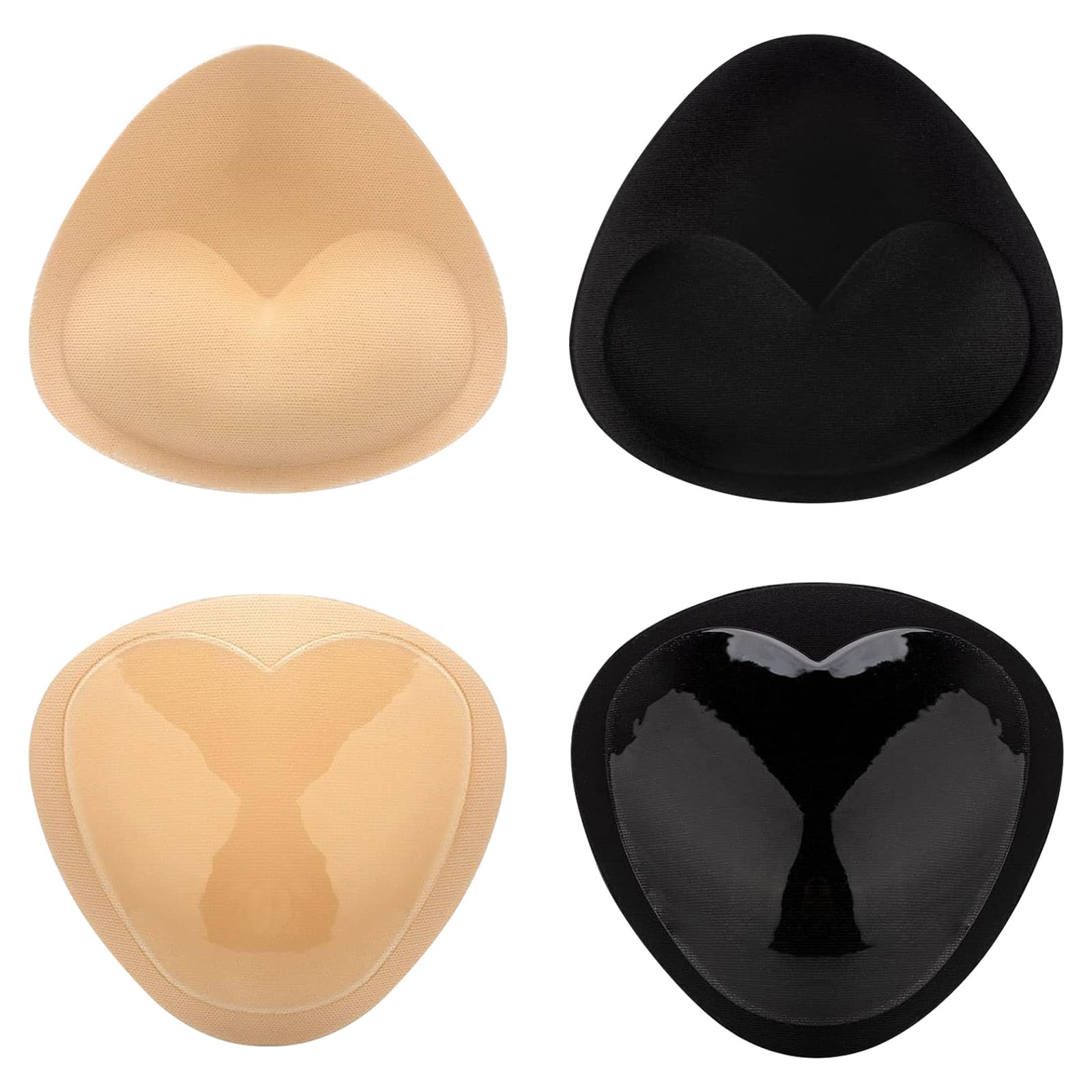 Funnaura Women's Mixed 4 Pcs Sticky Bra Push Up, Reusable Adhesive Bras Self Adhesive For Evening Dress