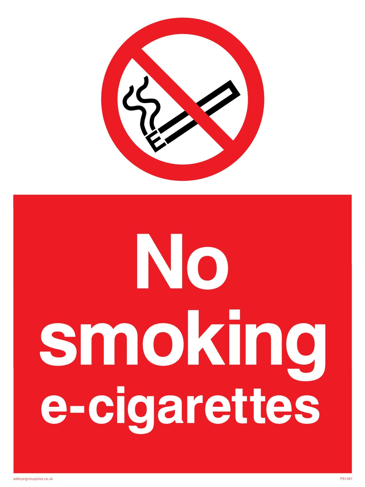 Viking Signs PS1461-A5P-V "No Smoking e-Cigarettes" Sign, Vinyl, 200 mm H x 150 mm W