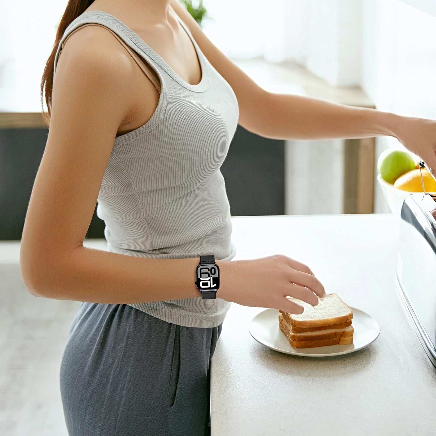 Qimela Magnetic Leather Strap Compatible with Apple Watch Band 38mm 40mm 41mm 42mm 44mm 45mm 46mm 49mm for Men Women,Top Grain Genuine Leather Wristband for iWatch Series 10 9 8 7 6 5 4 3 Ultra 2 1 SE - Image 5