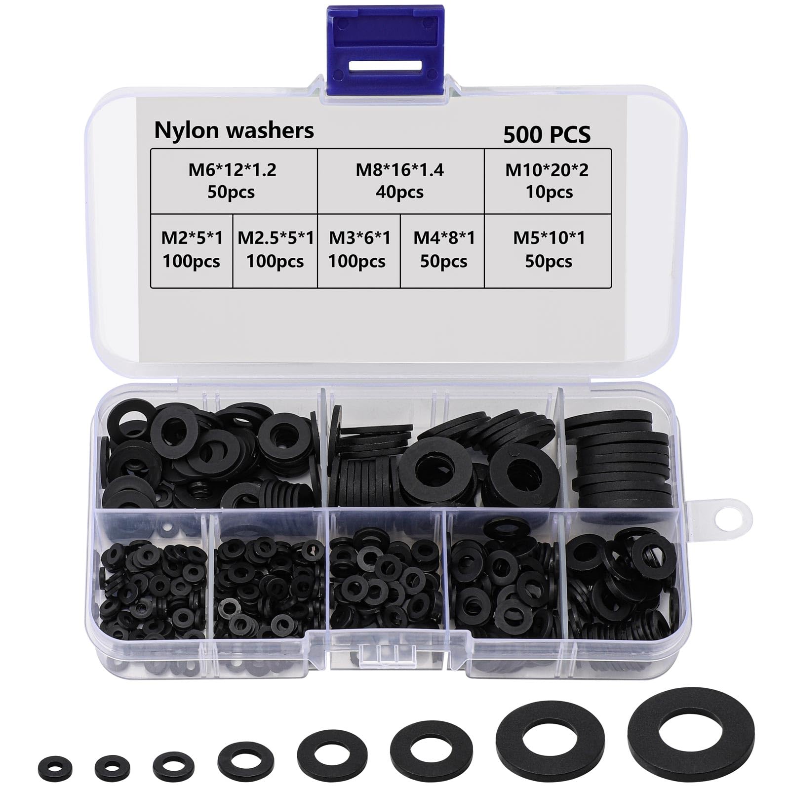 500PCS Rubber Washers, 8 Sizes Nylon Washer, Round Gasket Gasket Assortment