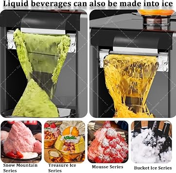 Automatic Ice Shaved Machine, Electric Snowflake Ice Shaver, 60kg/Day Snowflake Ice Machine, Air Cooling for Commercial Home, Parties, Food Truck, Milktea Shops with Automatic Cleaning White