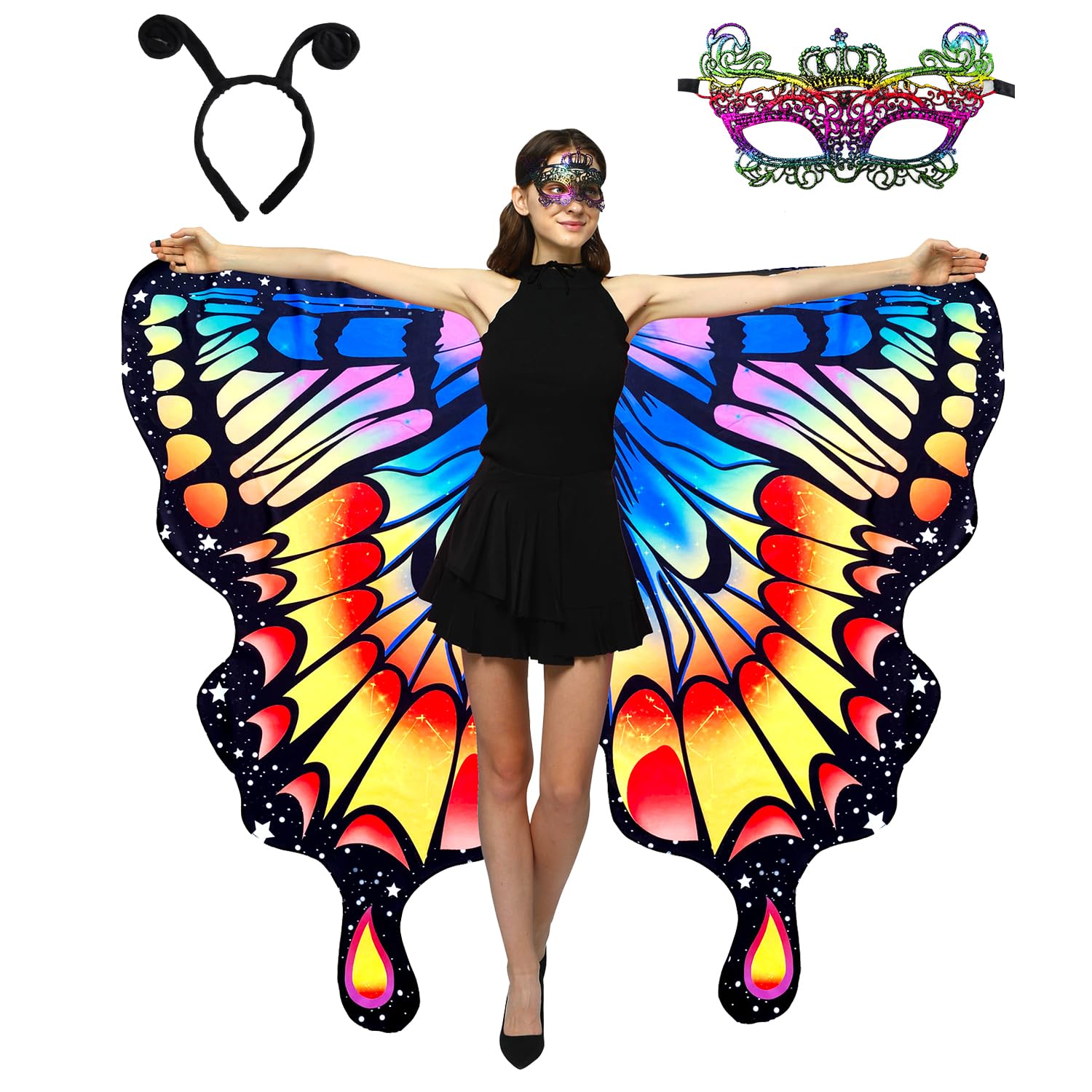 WhiteUniQoon Double-Sided Printing Butterfly Costume for Women, Halloween Costumes Adult Butterfly Wings for Women 006 โ image 1