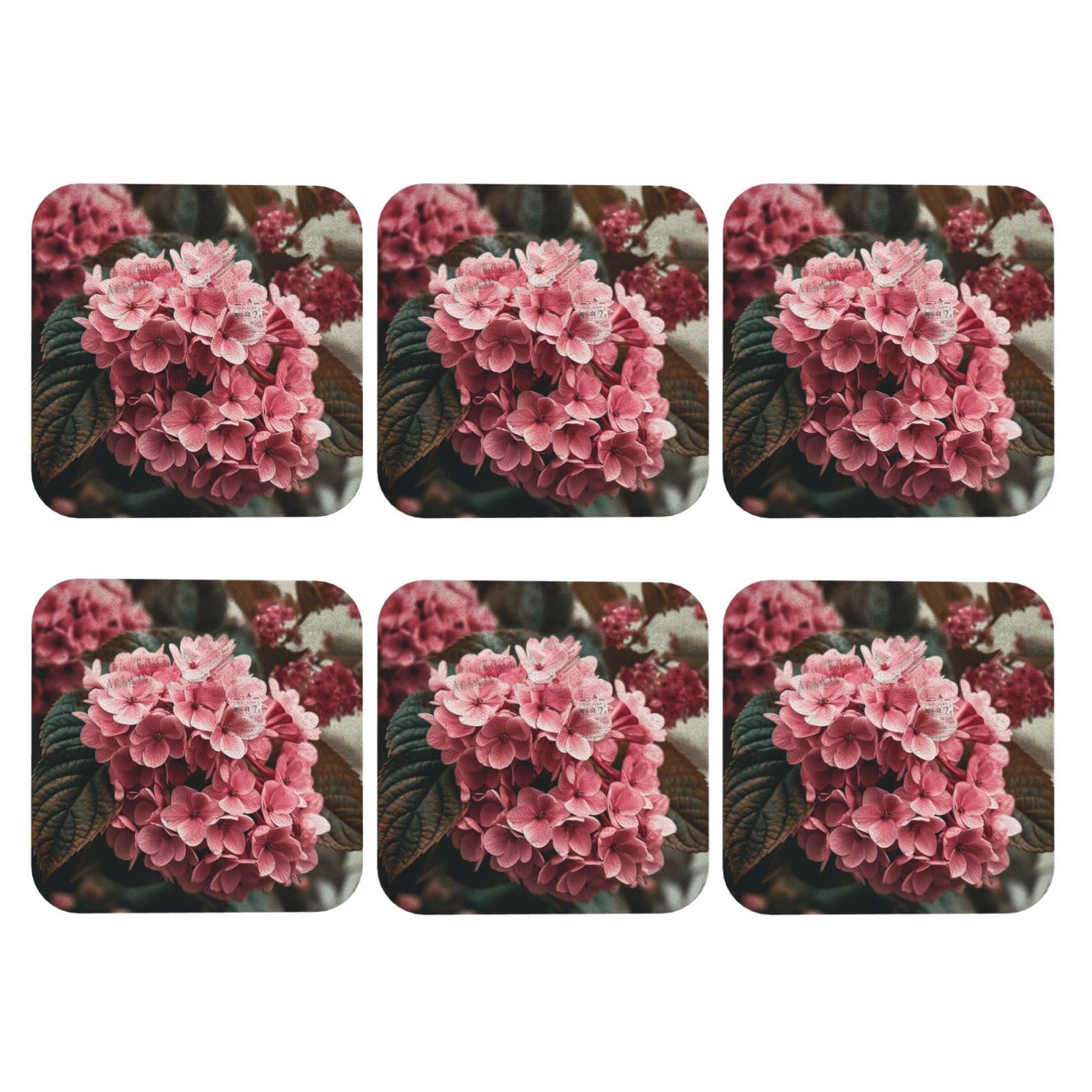 6pcs Leather Coasters for Drinks, Flowers Drink Coasters for Tabletop Protection, 4" Cup Coasters for Coffee Table Decor, Non-Slip Drinking Cup Mat for Hot Or Cold Drink