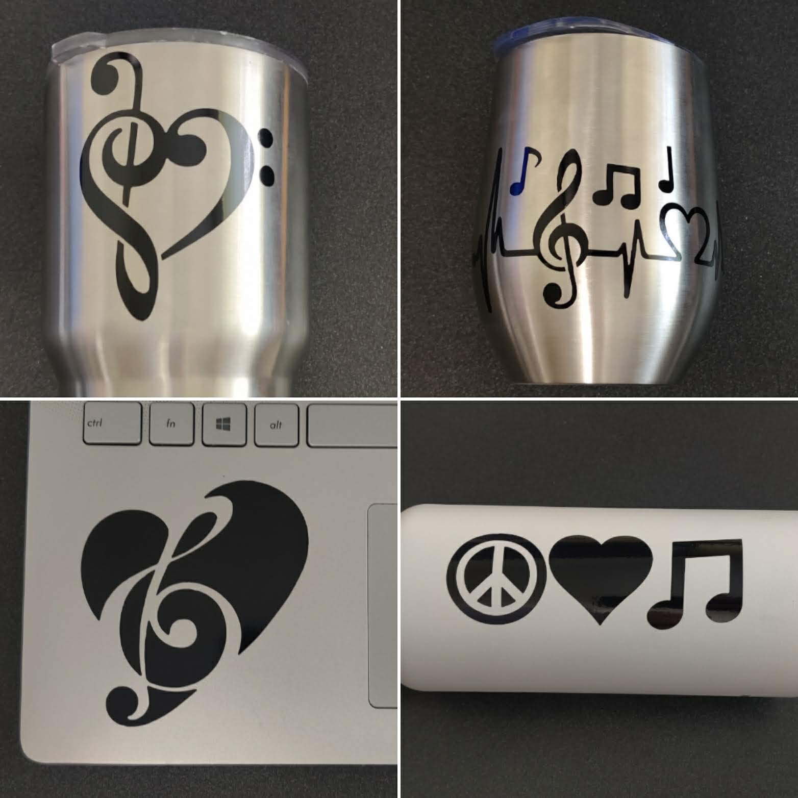 Amazon.co.jp: Music Decals 4パック:トレブルバス音記号ハート、音楽
