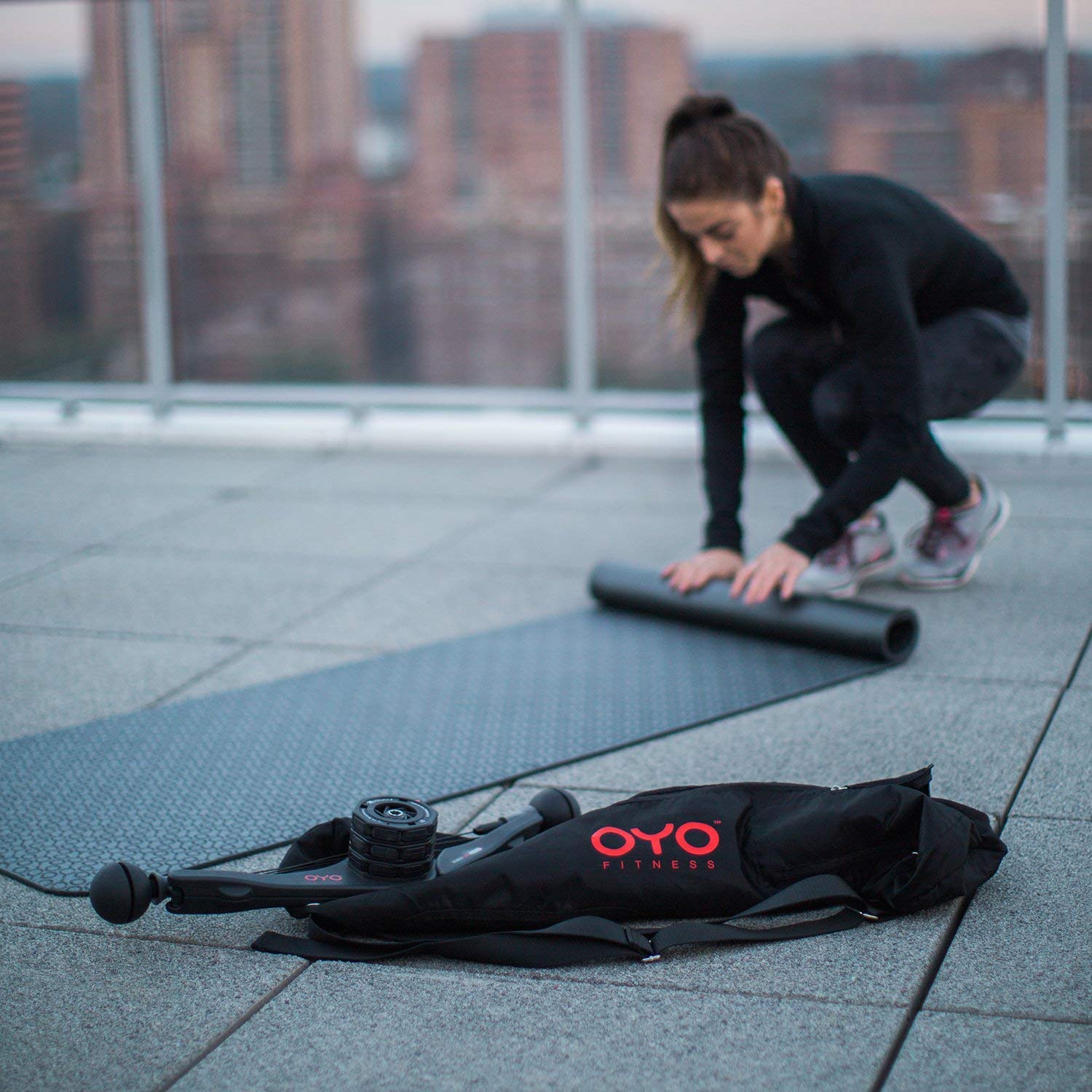OYO Rendimiento Fitness Ejercicio Mat/Esterilla de Yoga (PVC, Reversible, Bicolor Gris/Negro, Antideslizante, 6 mm/1/4 Pulgada de Grosor)