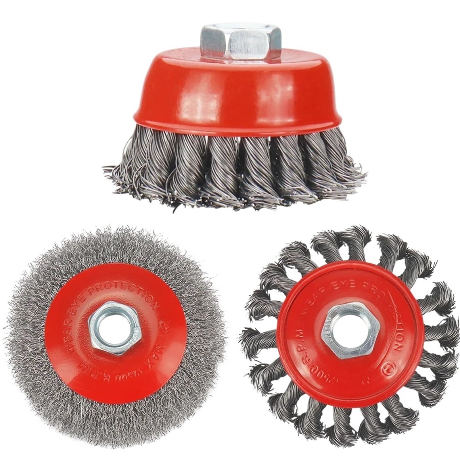 Spazzole metalliche a tazza, Set di spazzole for ruote a tazza in filo acciaio 75-100mm M14 5/8-11 pollici 6 pezzi for smerigliatrice angolare(3pcs,M14)