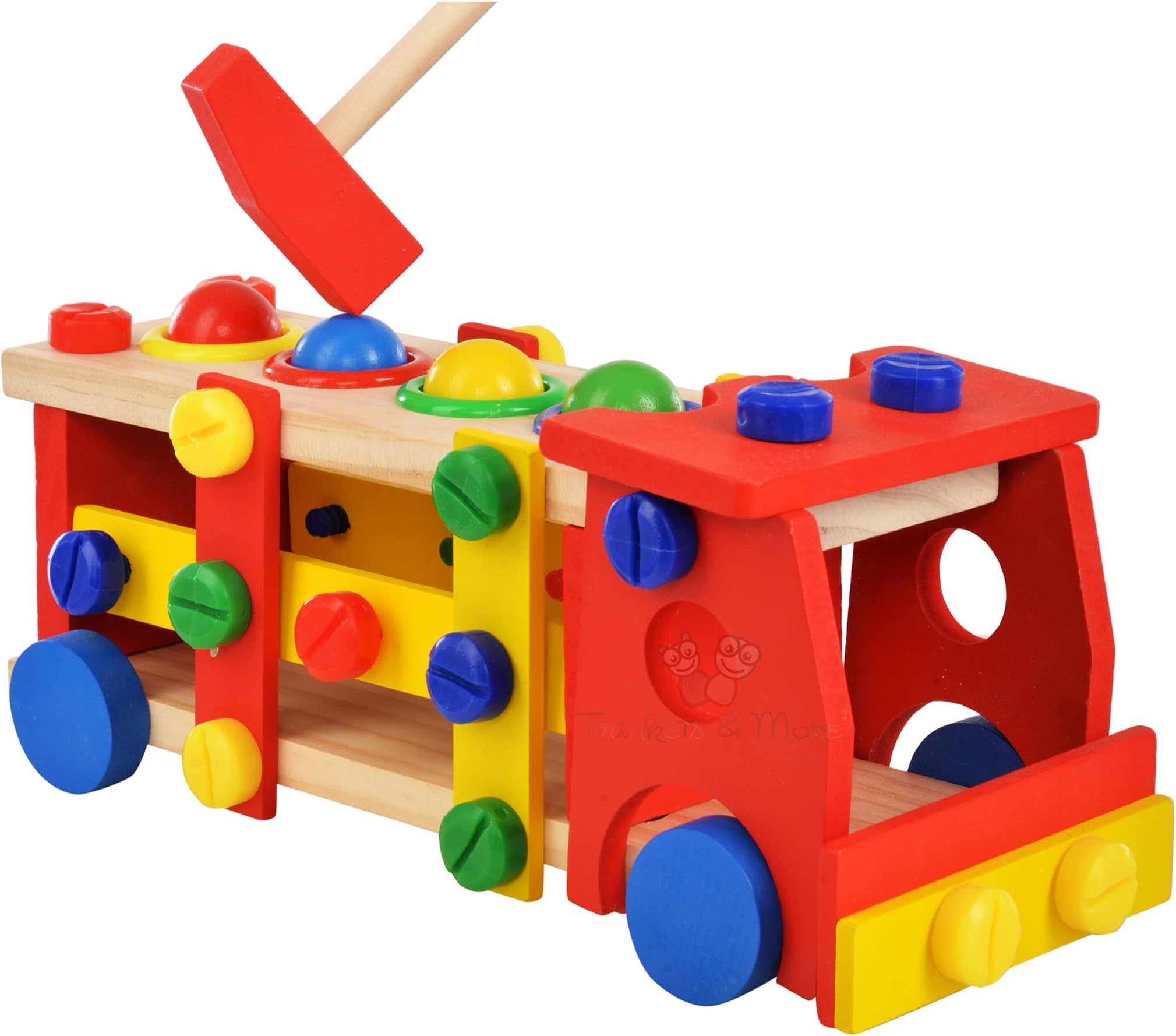 Trinkets & More - 2 in 1 DIY Screw Car Vehicle Hammer Ball | Reassembly Multifunction Building Blocks | Knock Tinker Toy (36 Pieces) | Educational Toy Kids 3+Years