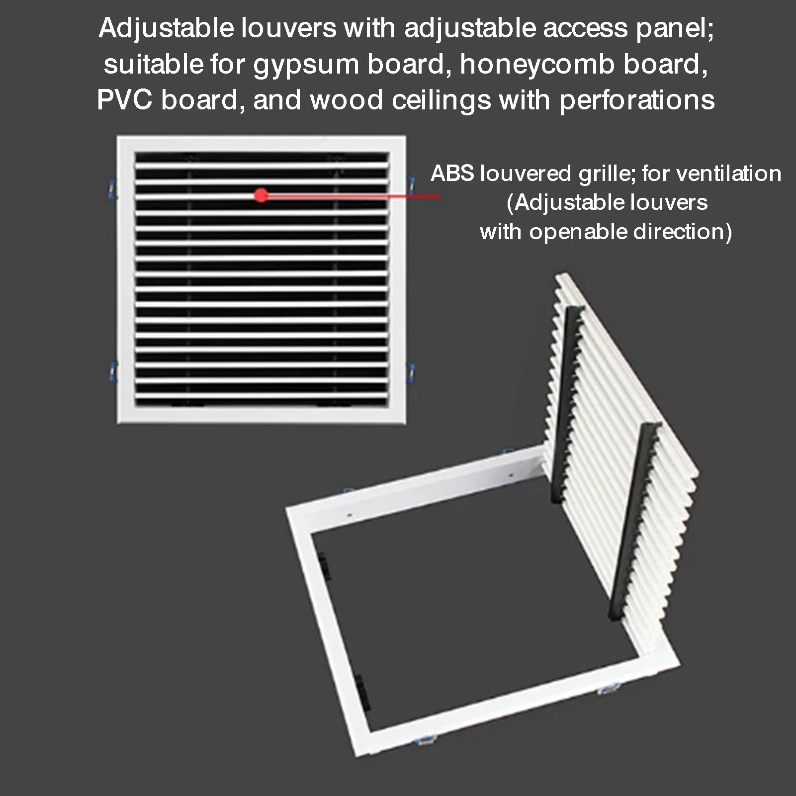 Panel De Acceso Plomería Con Apertura/cierre, Rejilla Del Filtro Aire | Con ángulo de rejilla ajustable de pantalla, parrilla de cubierta de ventilación HVAC for techo(300x300mm)